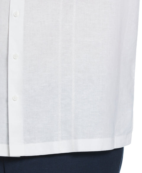 Big & Tall Linen Blend Embroidered Panel Shirt (Brilliant White) 