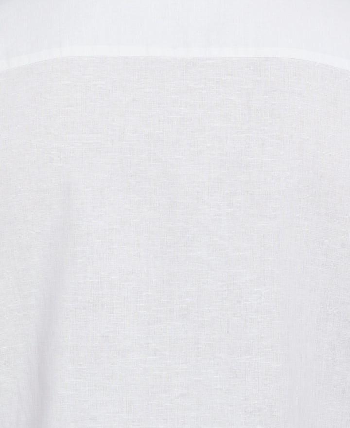 Big & Tall Linen Blend Embroidered Panel Shirt (Brilliant White) 