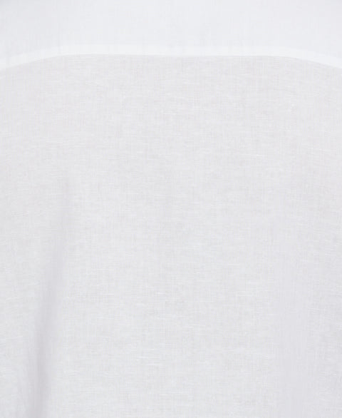 Big & Tall Linen Blend Embroidered Panel Shirt (Brilliant White) 