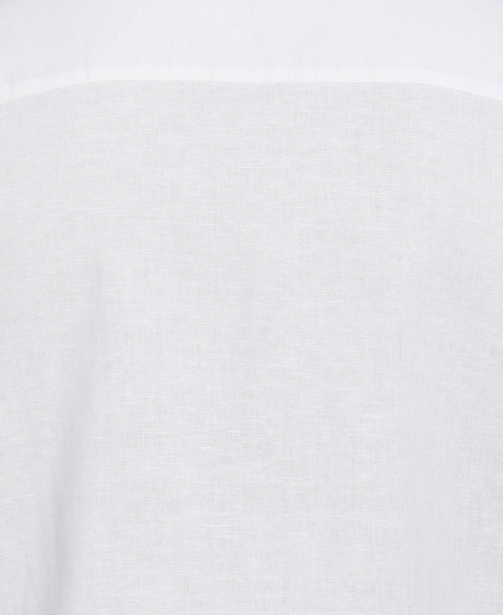 Big & Tall Linen Blend Embroidered Panel Shirt (Brilliant White) 