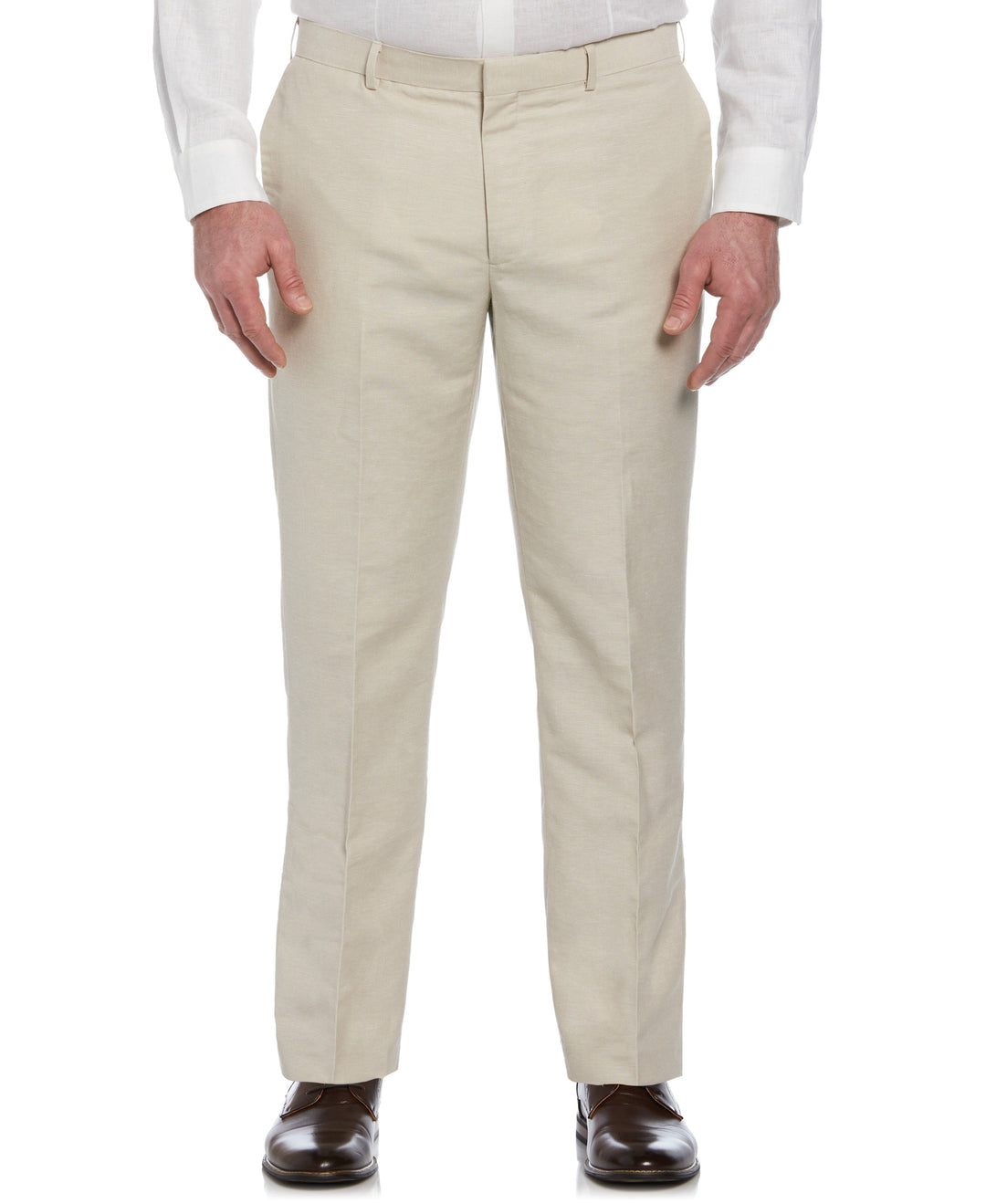 Cubavera Mens Linen Blnd Solid Dress Pants White 54/32, Men's