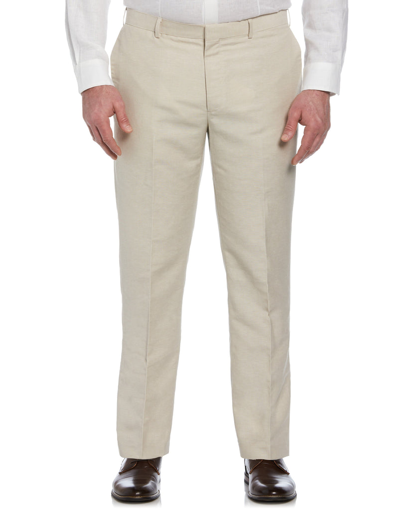 Big & Tall Linen Blend Flat Front Pants