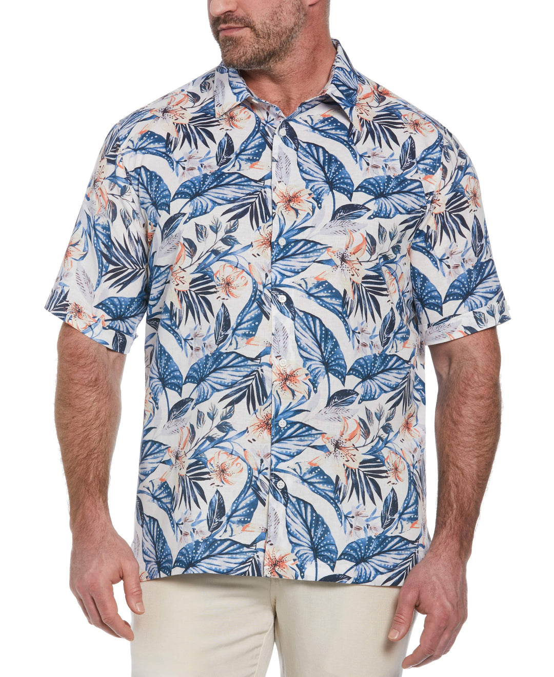 big and tall floral dress shirts IZOD Big & Tall Short Sleeve Breeze Floral Printed Woven Shirt