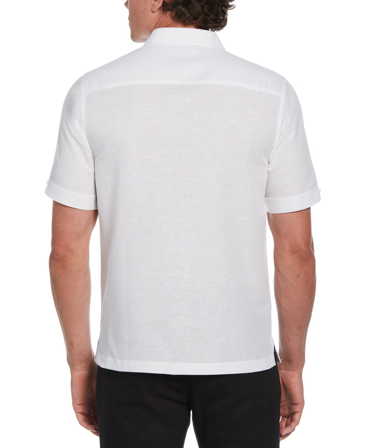 Linen Blend Gradient Panel Shirt (Brilliant White) 