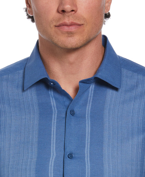 Linen Blend Gradient Panel Shirt (Dutch Blue) 