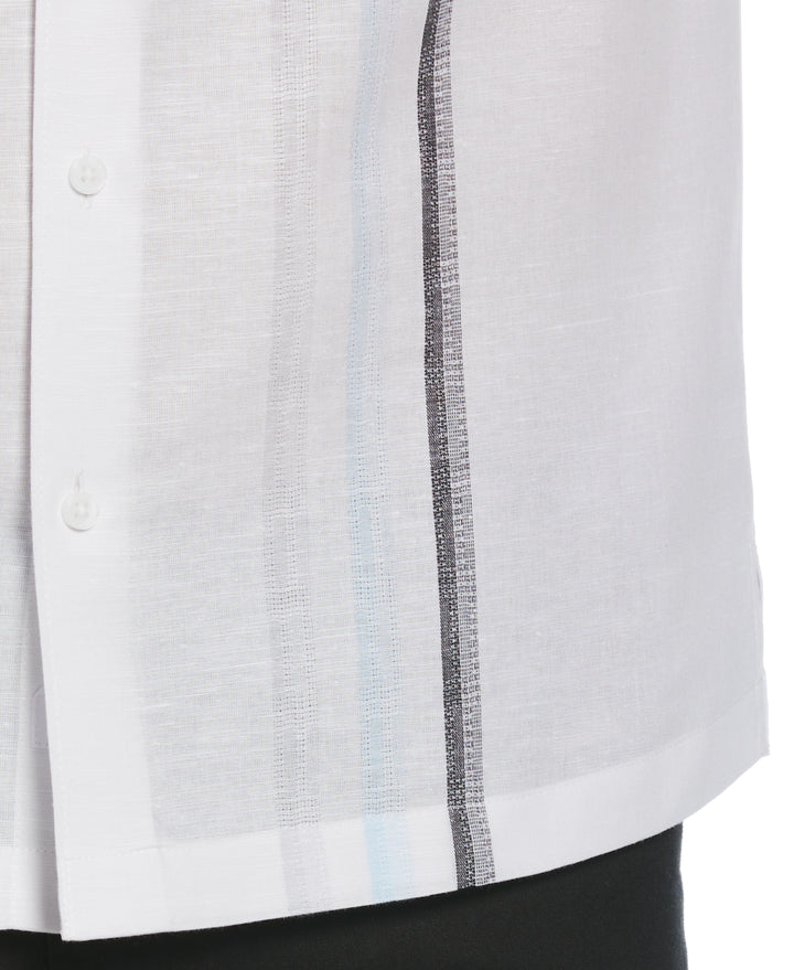Linen Blend Gradient Panel Shirt (Brilliant White) 