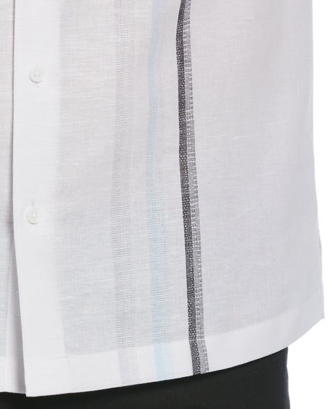 Linen Blend Gradient Panel Shirt (Brilliant White) 
