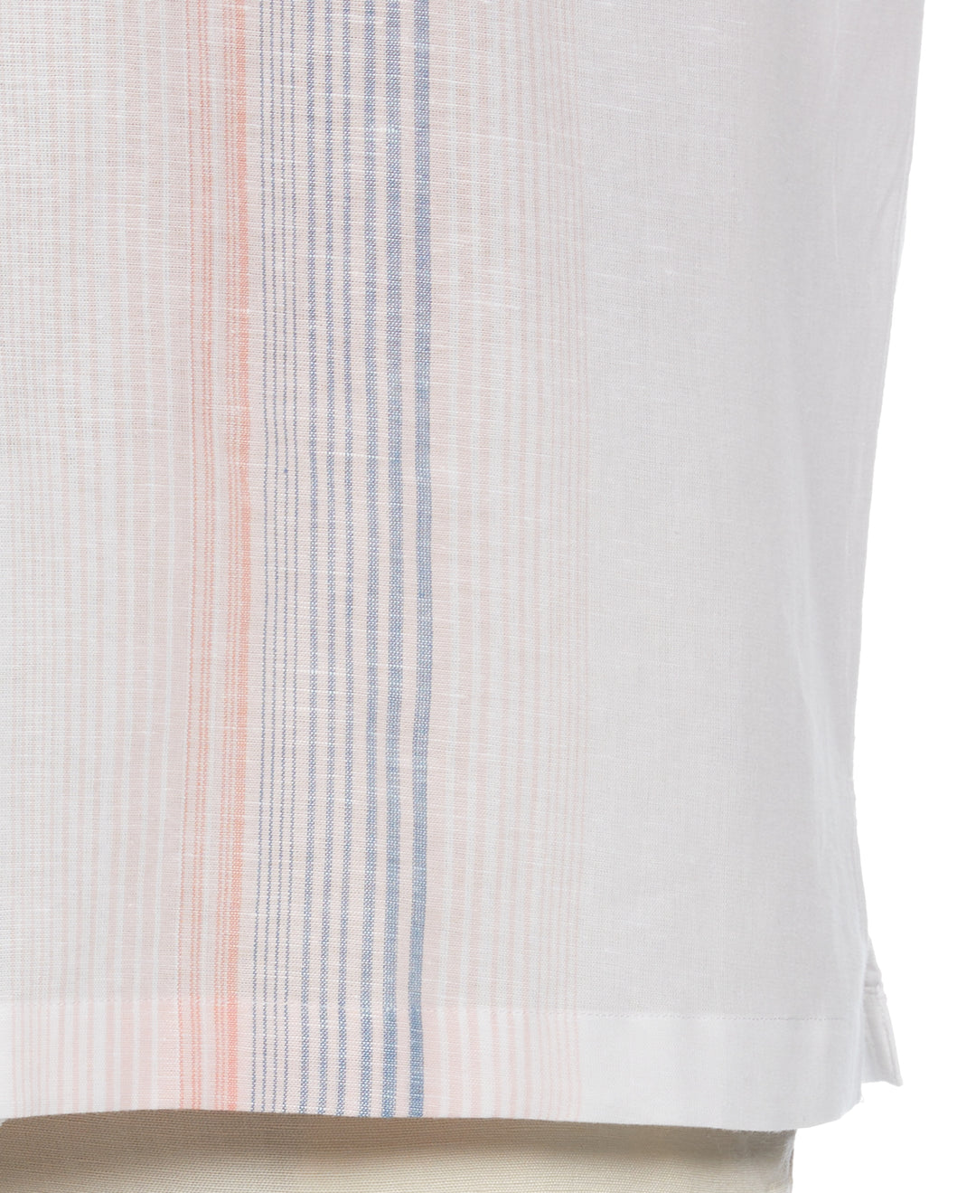 Linen Blend Gradient Stripe Panel Shirt (Brilliant White) 