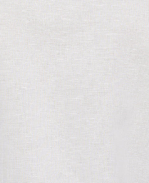 Linen Blend Guayabera Shirt with Geo Embroidered Panels (Brilliant White) 