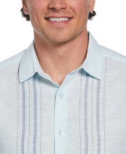 Linen Blend Herringbone Panel Shirt (Aqua Esque) 
