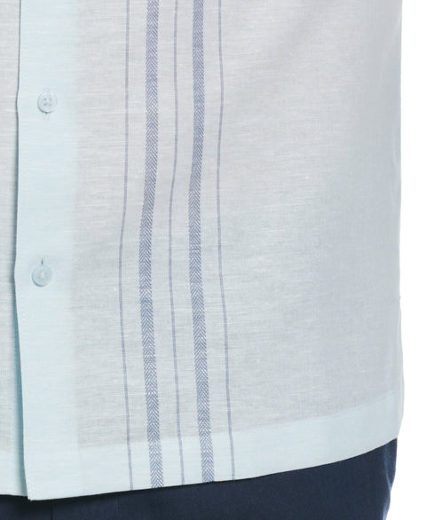 Linen Blend Herringbone Panel Shirt (Aqua Esque) 