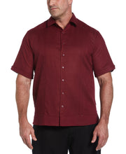 Linen Blend No Pocket Guayabera Shirt (Cabernet) 