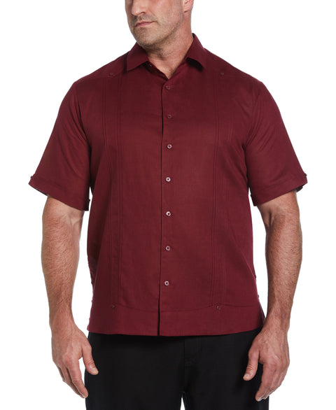 Linen Blend No Pocket Guayabera Shirt (Cabernet) 