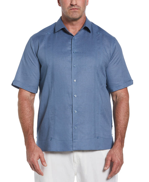 Linen Blend No Pocket Guayabera Shirt (Captains Blue) 