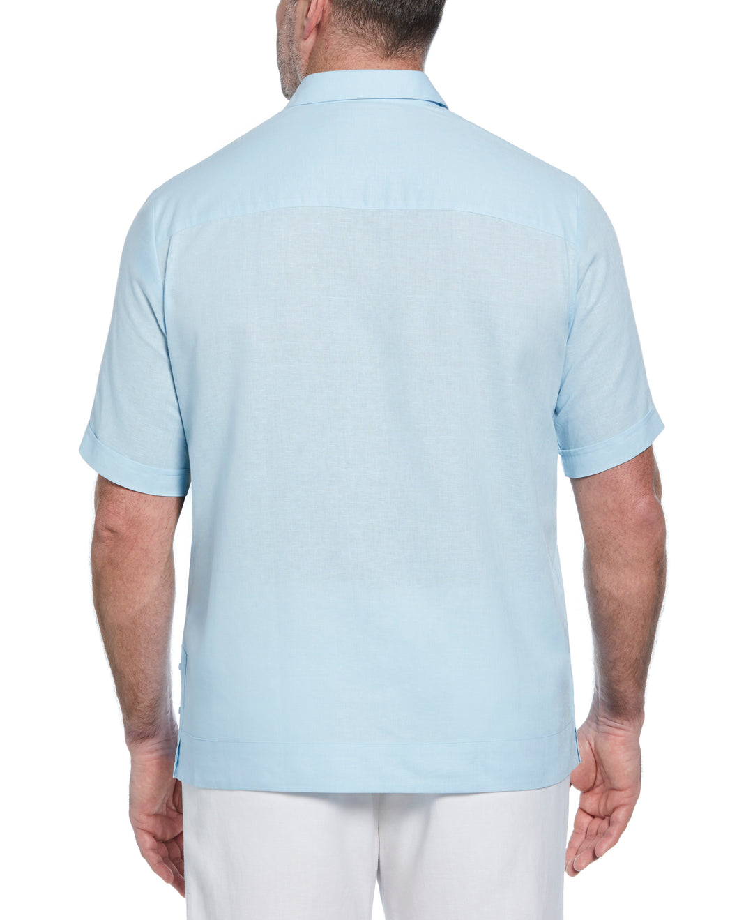 Big & Tall Linen Blend Guayabera Shirt (Dream Blue) 