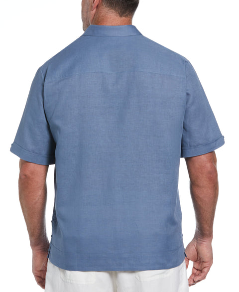 Linen Blend No Pocket Guayabera Shirt (Captains Blue) 