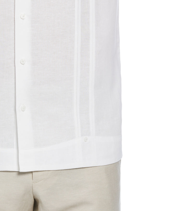 Big & Tall Linen Blend Guayabera Shirt (Brilliant White) 