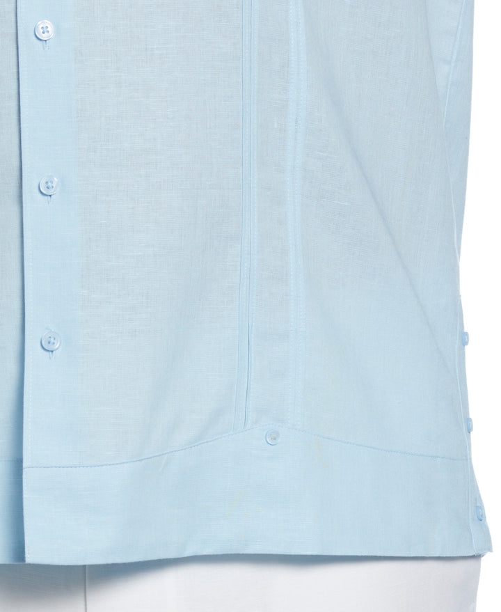 Big & Tall Linen Blend Guayabera Shirt (Dream Blue) 