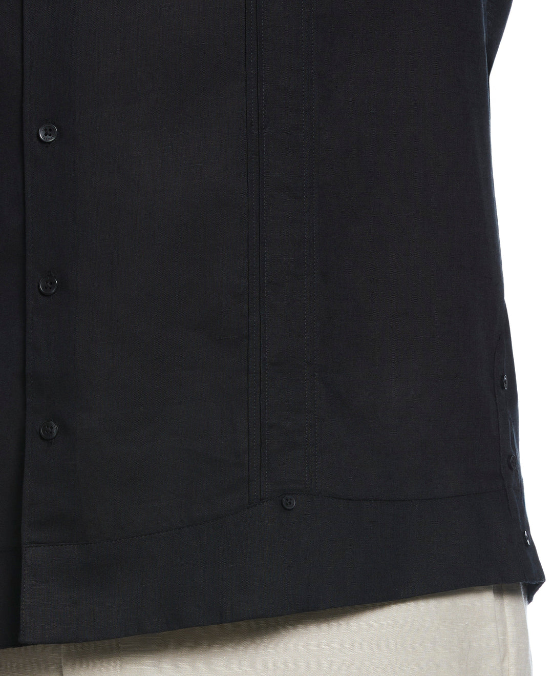 Big & Tall Linen Blend Guayabera Shirt (Jet Black) 
