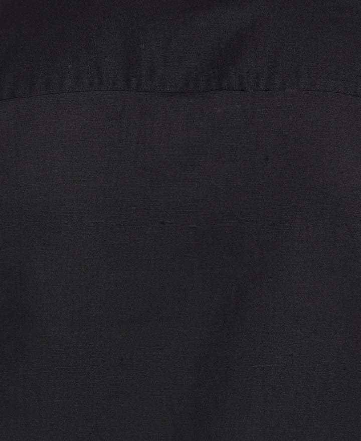 Big & Tall Linen Blend Guayabera Shirt (Jet Black) 