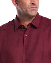 Big & Tall Linen Blend Guayabera Shirt (Windsor Wine) 