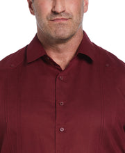 Linen Blend No Pocket Guayabera Shirt (Cabernet) 