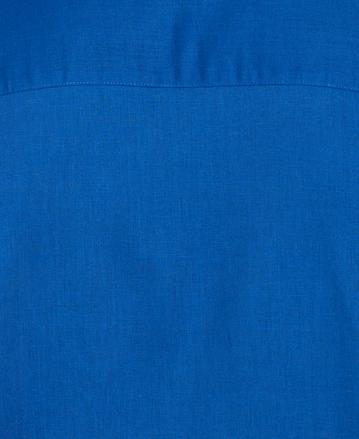 Big & Tall Linen Blend Guayabera Shirt (True Blue) 