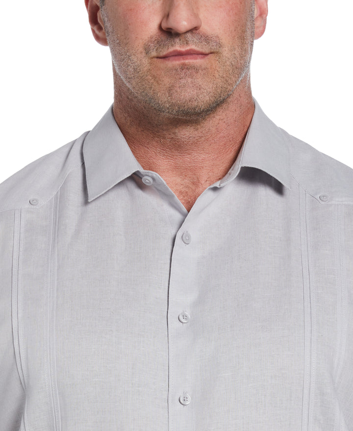 Big & Tall Linen Blend Guayabera Shirt (Micro Chip) 