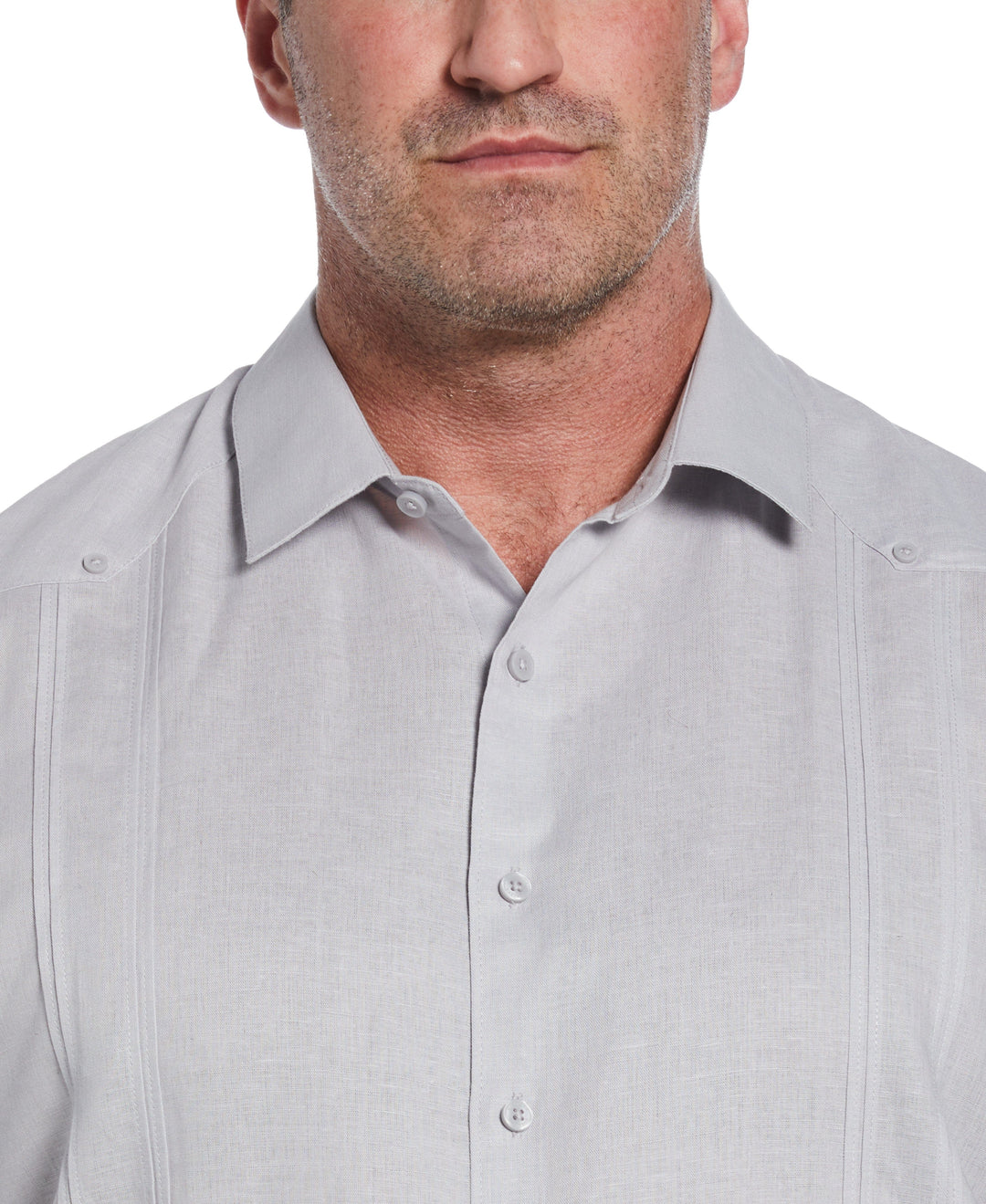 Big & Tall Linen Blend Guayabera Shirt (Micro Chip) 