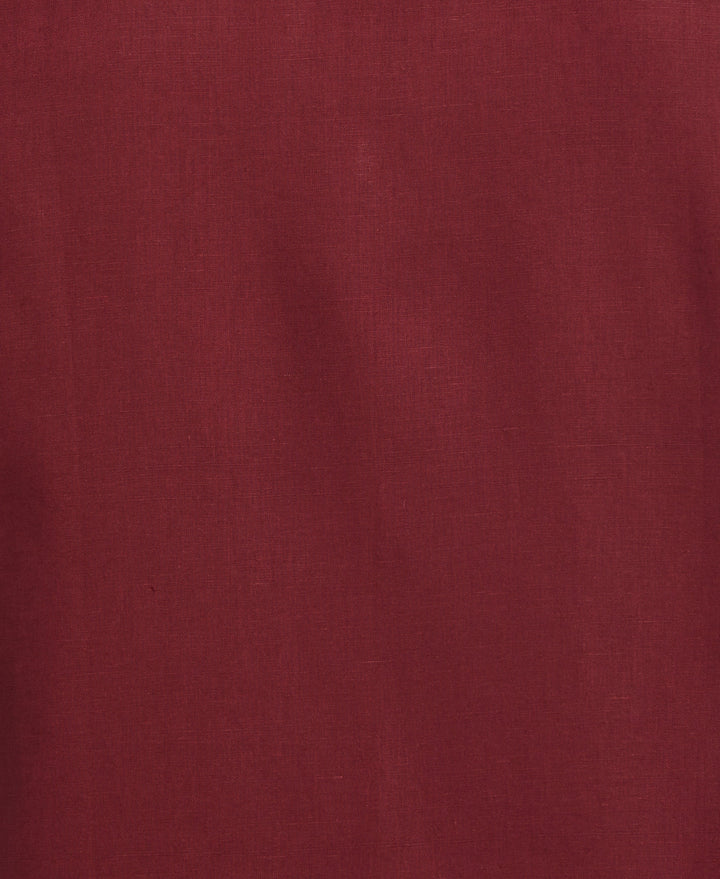 Big & Tall Linen Blend Guayabera Shirt (Cabernet) 