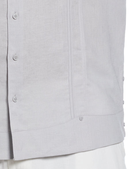 Linen Blend No Pocket Guayabera Shirt (Micro Chip) 