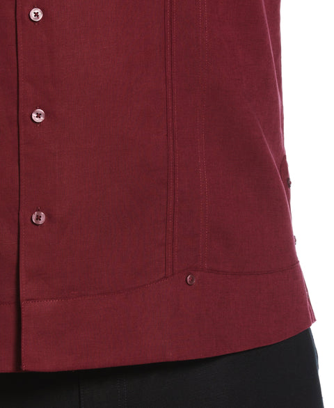 Linen Blend No Pocket Guayabera Shirt (Cabernet) 