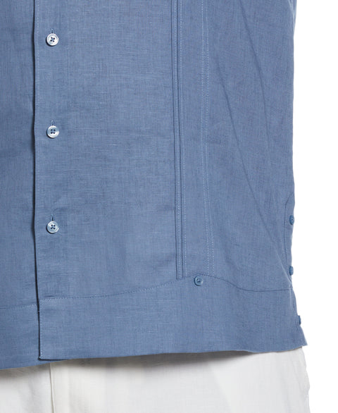 Linen Blend No Pocket Guayabera Shirt (Captains Blue) 
