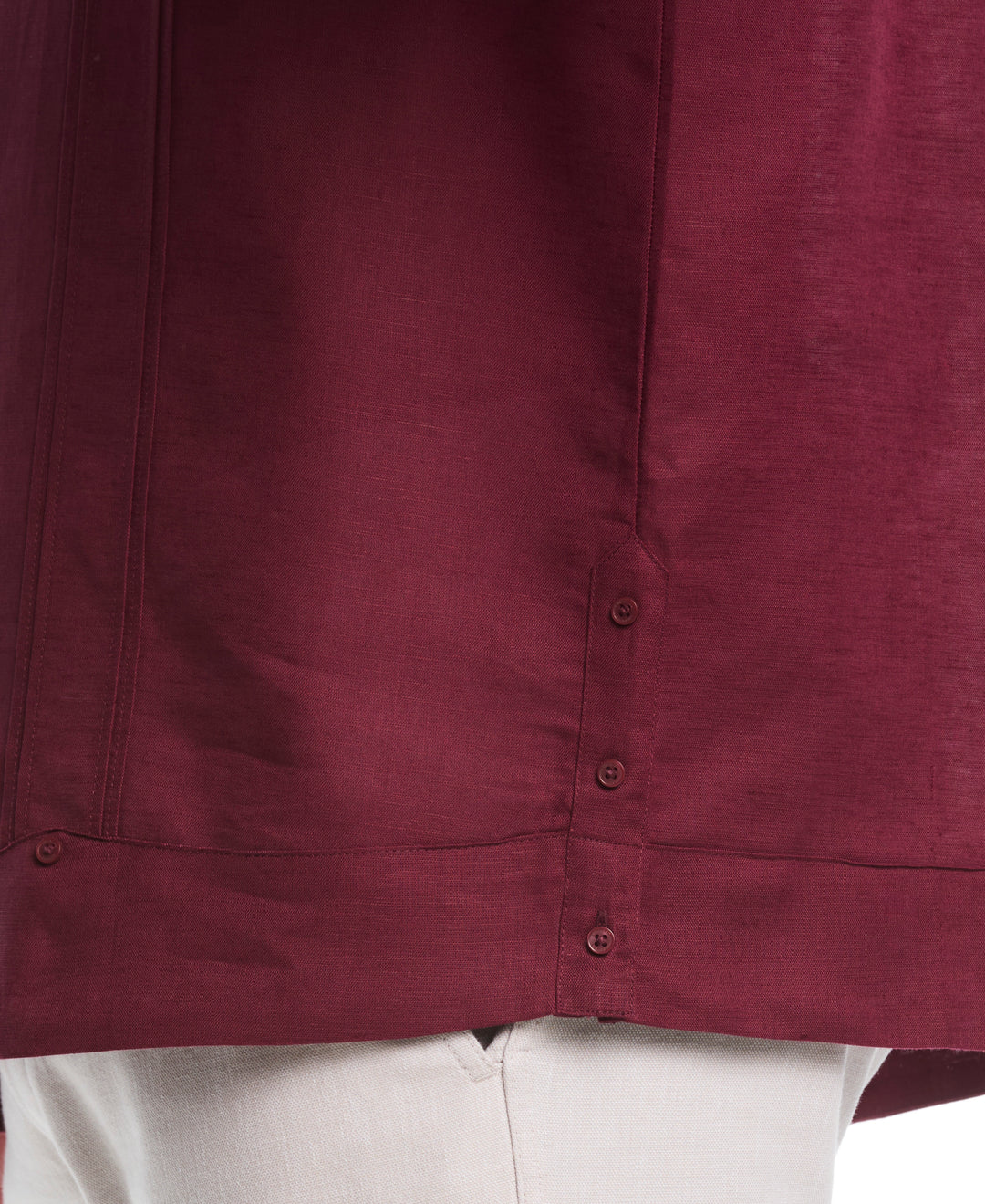 Big & Tall Linen Blend Guayabera Shirt (Windsor Wine) 