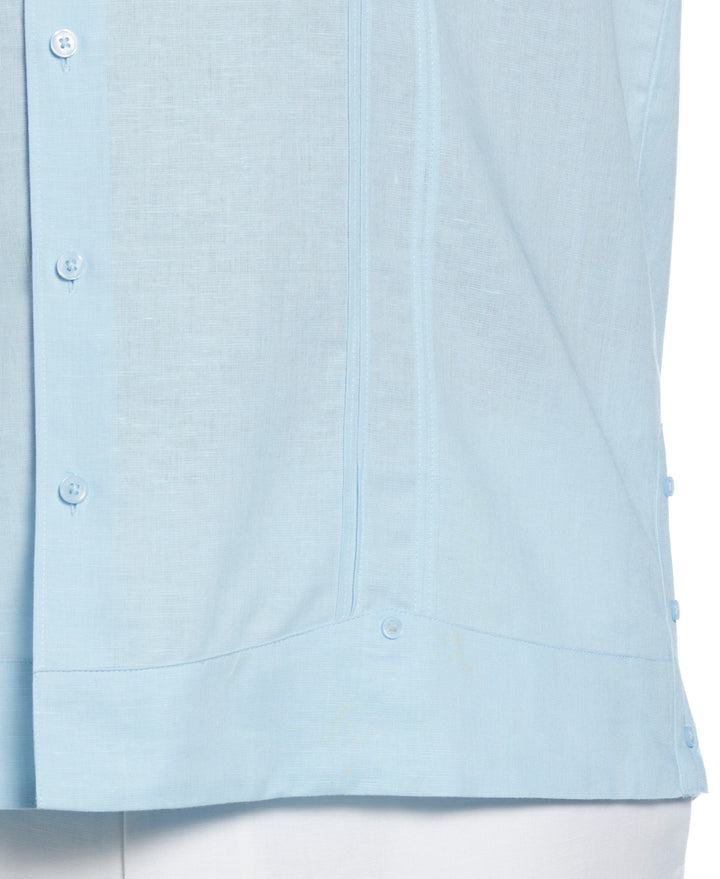 Big & Tall Linen Blend No Pocket Guayabera Shirt (Dream Blue) 