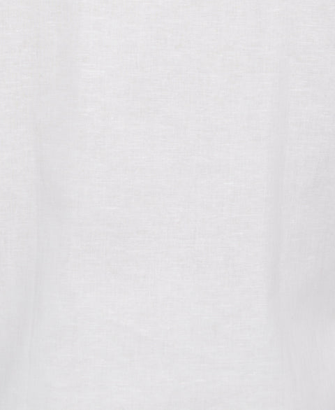 Linen Blend No Pocket Guayabera Shirt (Brilliant White) 
