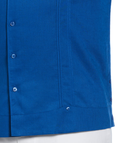 Big & Tall Linen Blend No Pocket Guayabera Shirt (True Blue) 