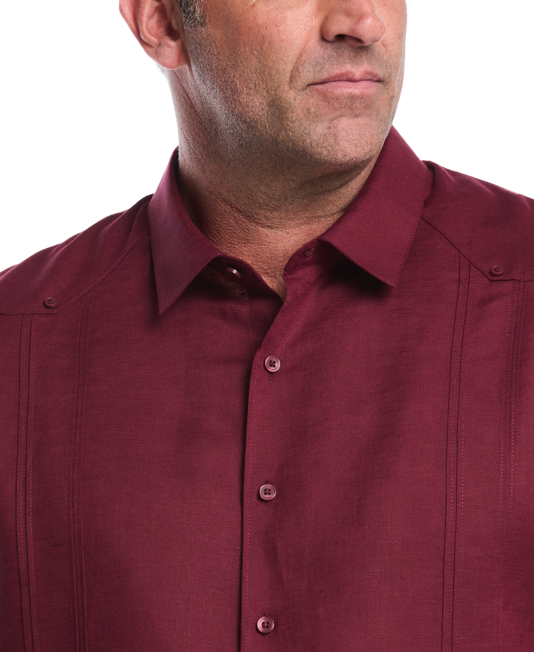Big & Tall Linen Blend Guayabera Shirt (Windsor Wine) 