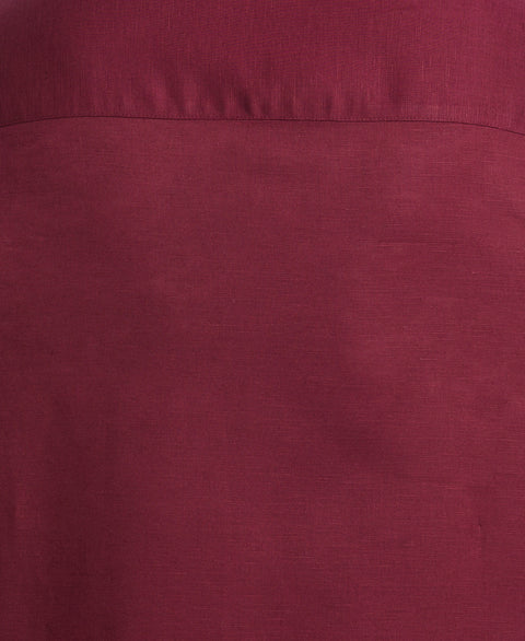 Big & Tall Linen Blend Guayabera Shirt (Windsor Wine) 
