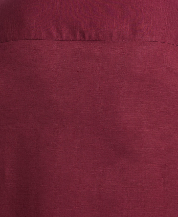 Big & Tall Linen Blend Guayabera Shirt (Windsor Wine) 