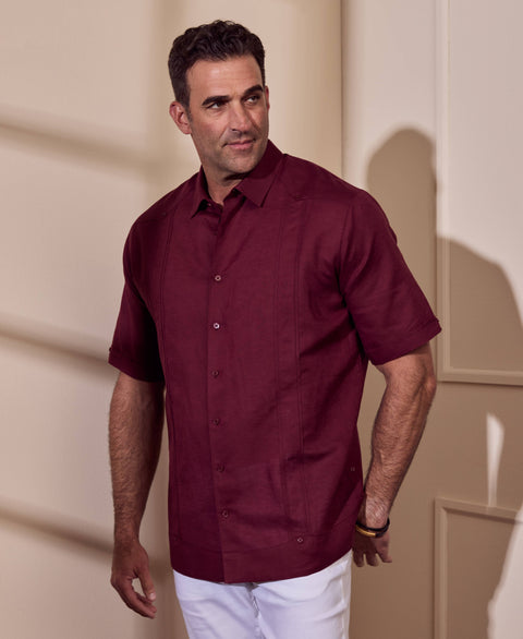 Big & Tall Linen Blend No Pocket Guayabera Shirt-Guayaberas-Cubavera