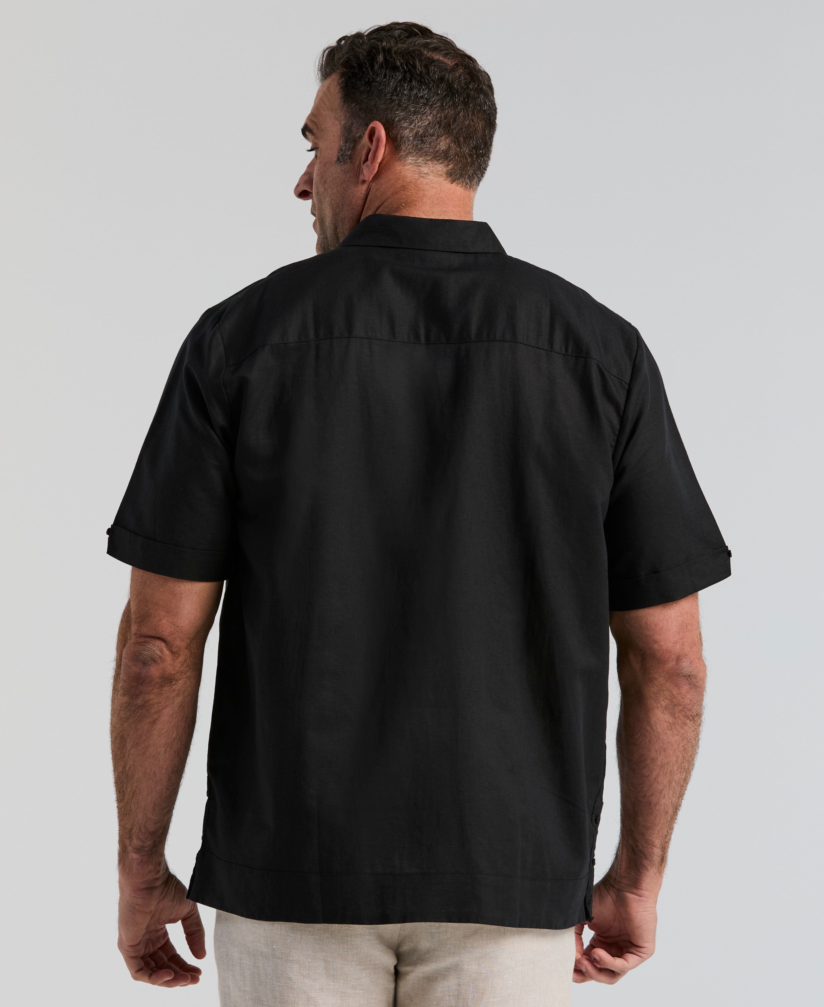Big & Tall Linen Blend No-Pocket Guayabera Shirt – Cubavera