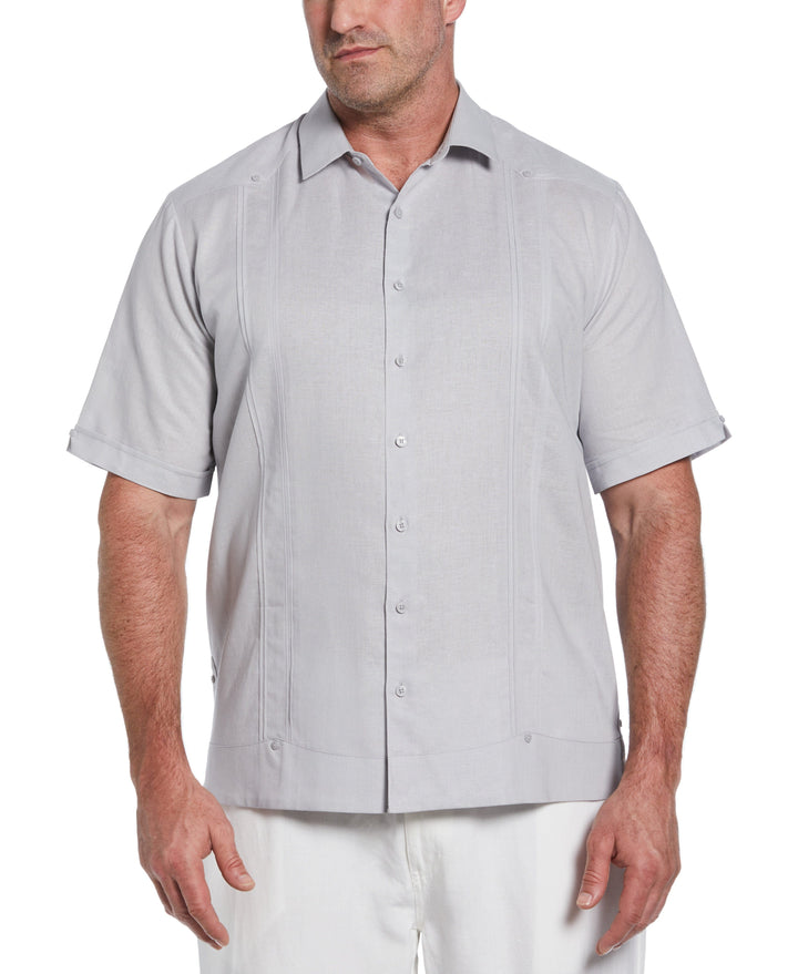 Big & Tall Linen Blend Guayabera Shirt (Micro Chip) 