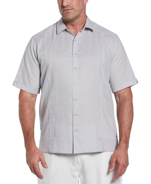Linen Blend No Pocket Guayabera Shirt (Micro Chip) 