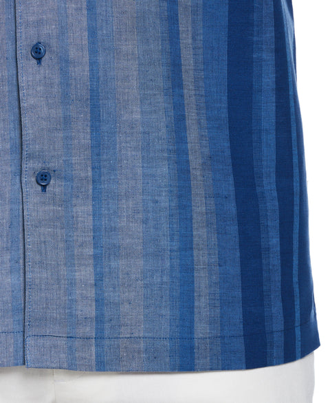 Big & Tall Linen Blend Ombre Stripe Shirt-Casual Shirts-Cubavera