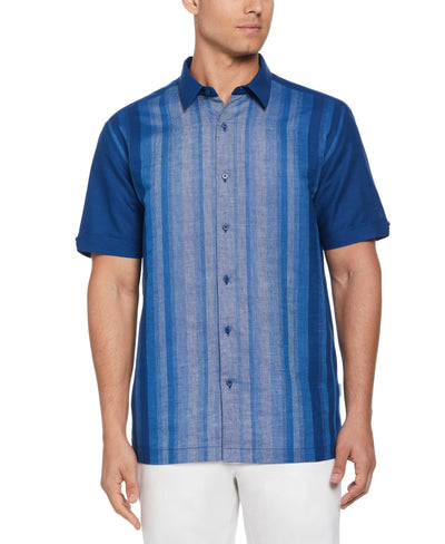 Big & Tall Linen Blend Ombre Stripe Shirt-Casual Shirts-Cubavera