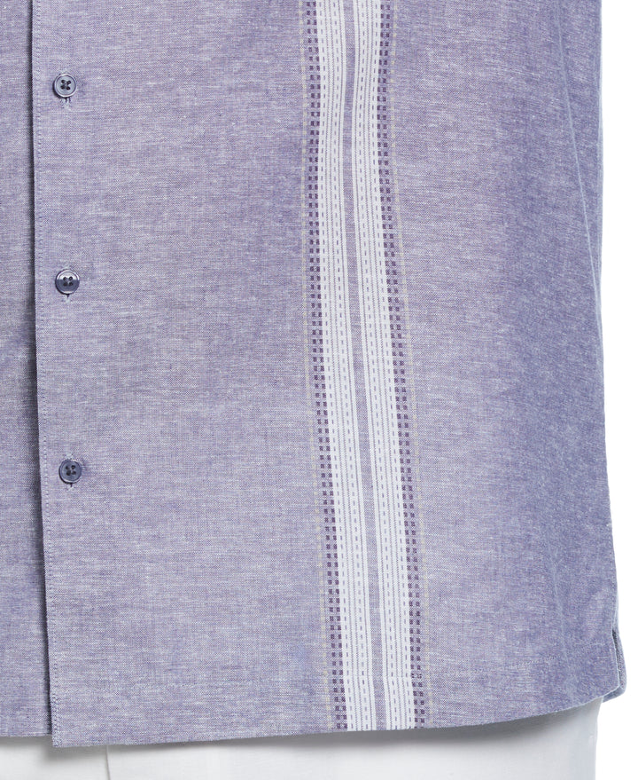 Big & Tall Linen Blend Panel Shirt (Skipper Blue) 