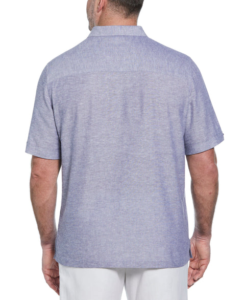 Big & Tall Linen Blend Panel Shirt (Skipper Blue) 