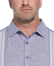 Big & Tall Linen Blend Panel Shirt (Skipper Blue) 
