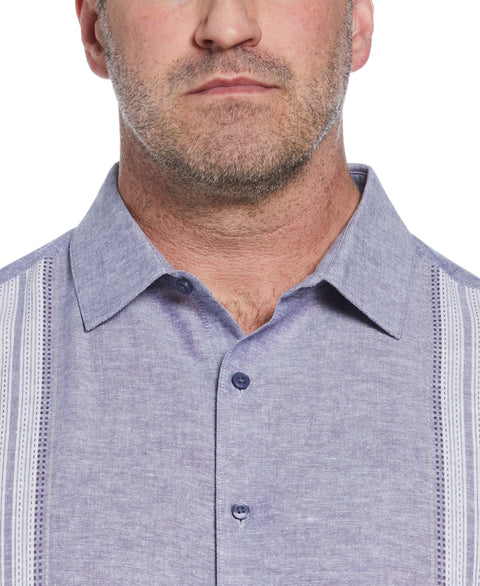 Big & Tall Linen Blend Panel Shirt (Skipper Blue) 